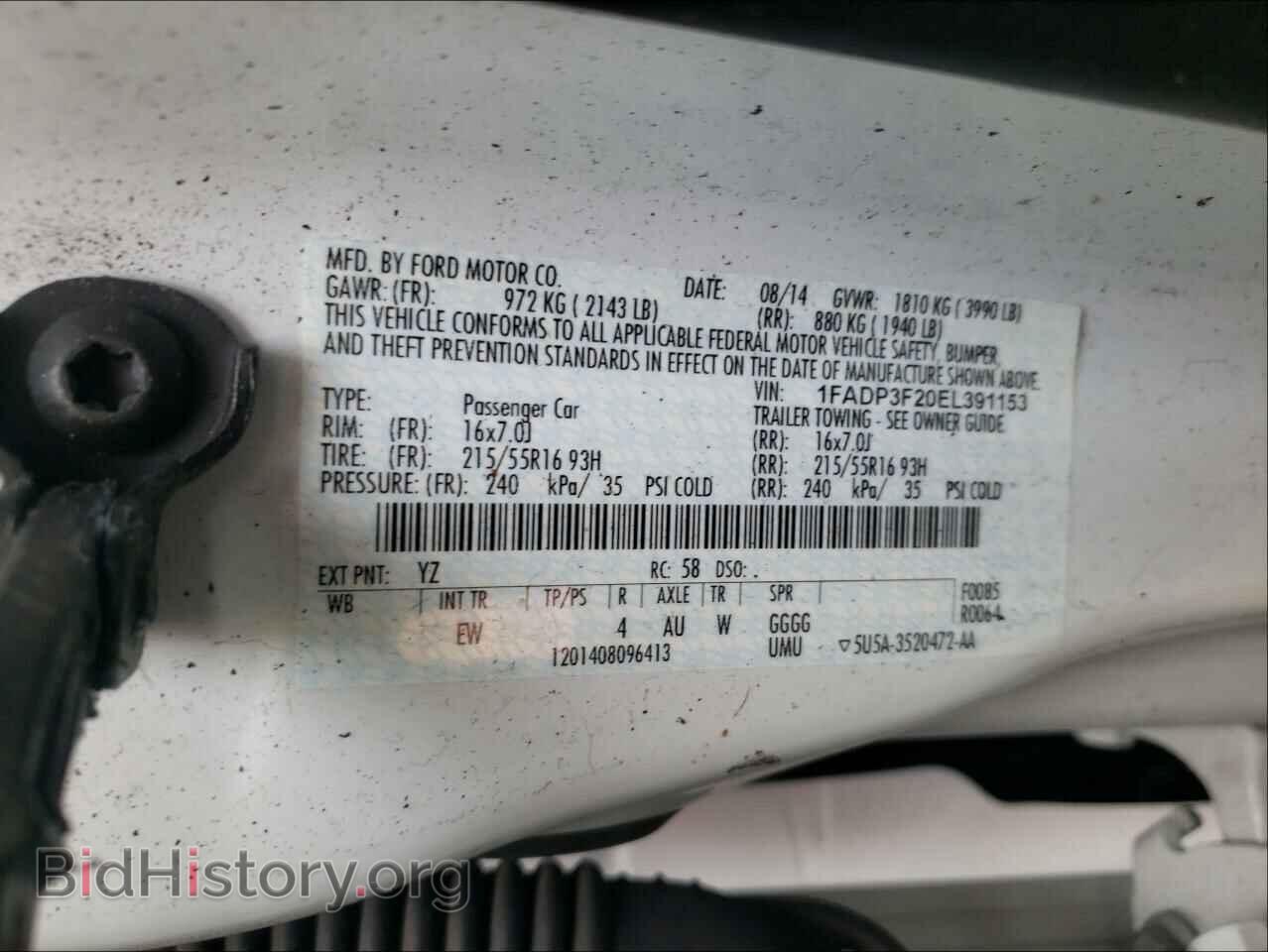 2014 FORD FOCUS - VIN: 1FADP3F20EL391153 - Фото 10