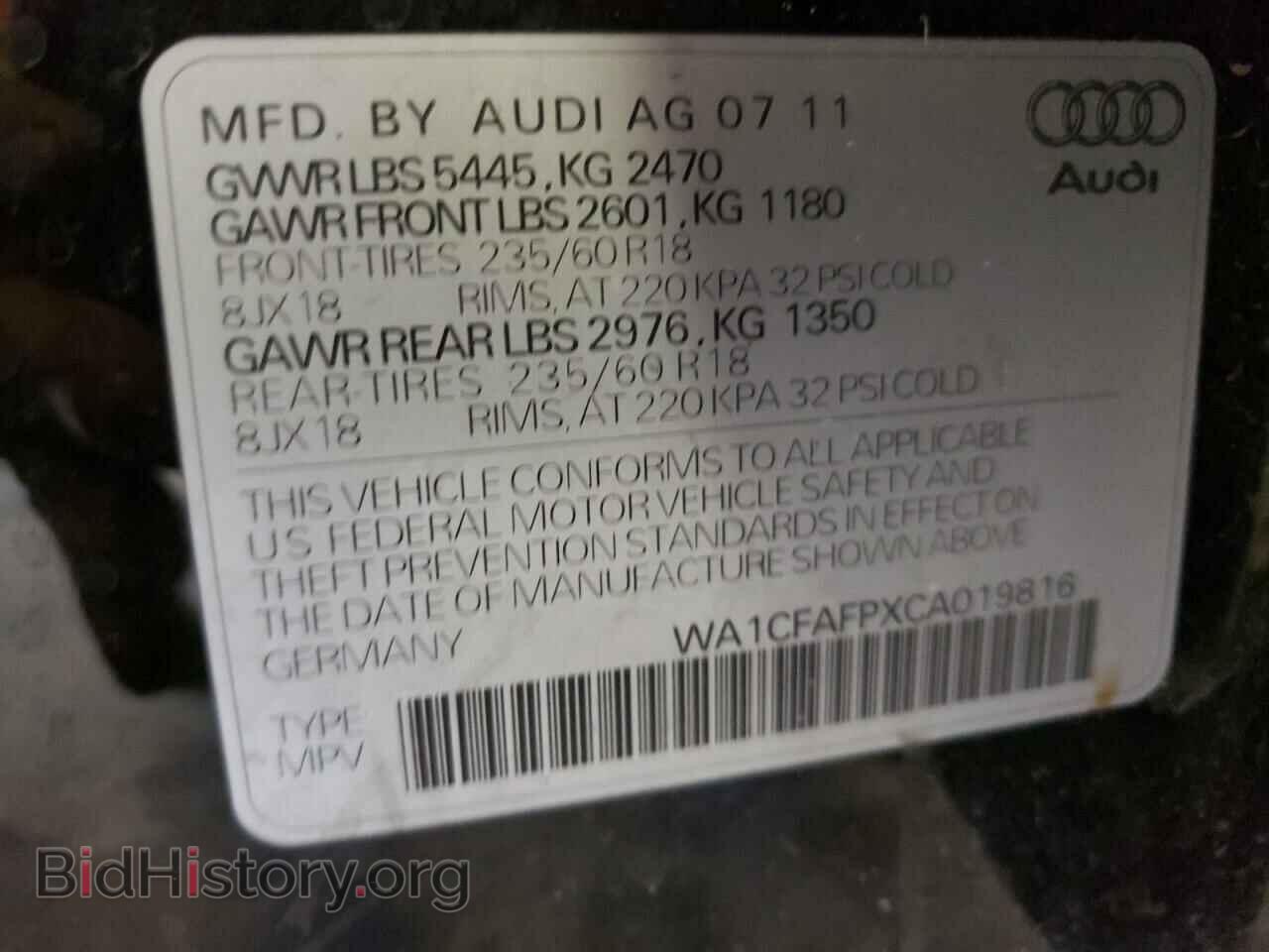 2012 AUDI Q5 - VIN: WA1CFAFPXCA019816 - Photo 10