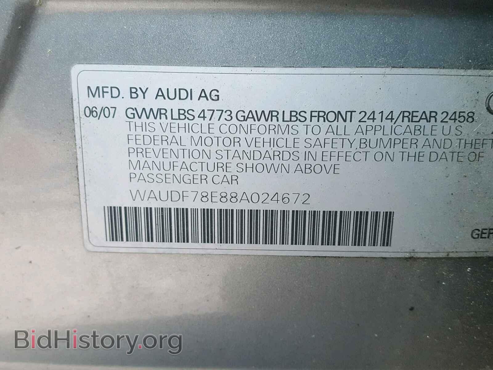 2008 AUDI A4 - VIN: WAUDF78E88A024672 - Photo 10
