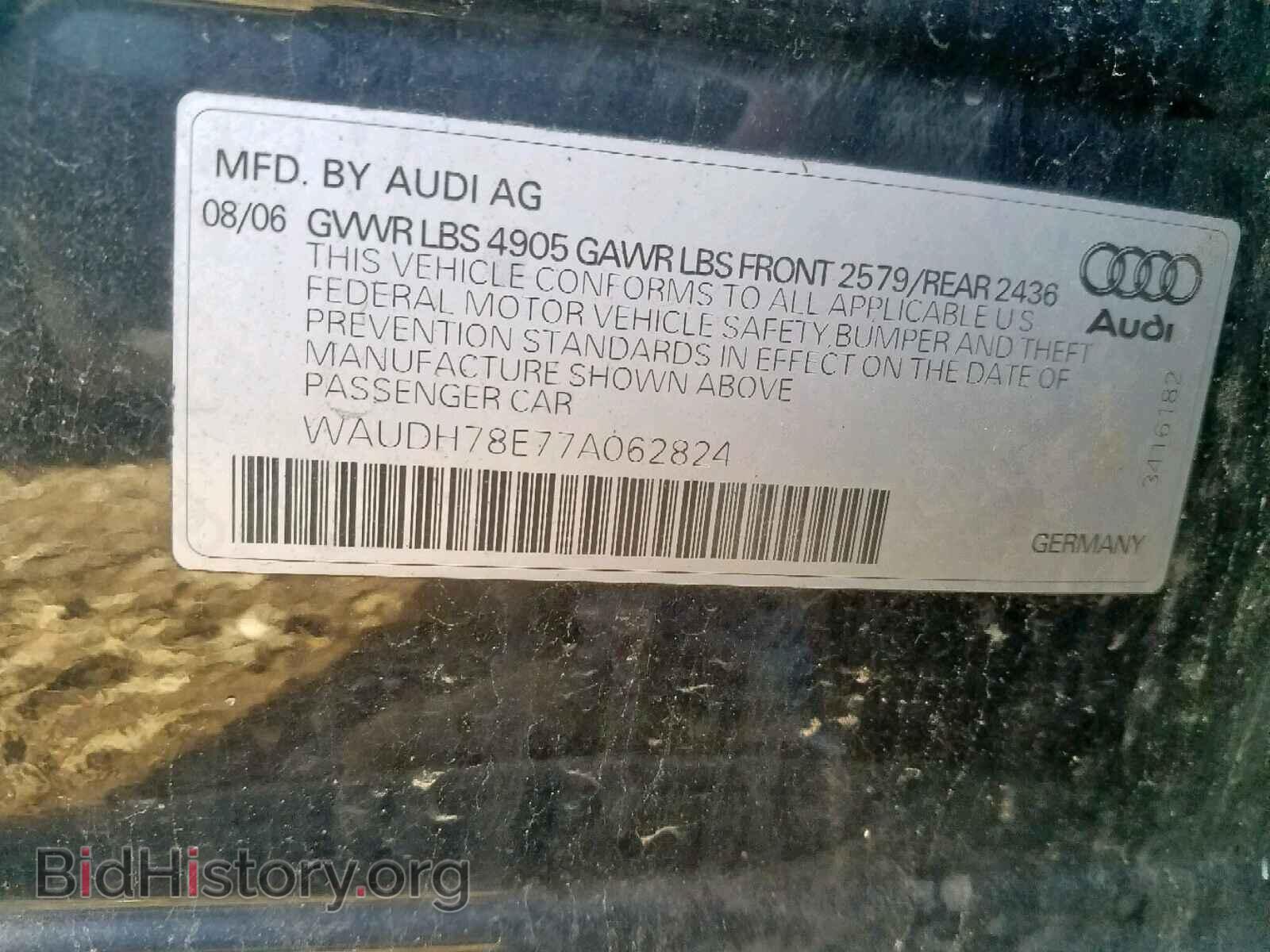 2007 AUDI A4 - VIN: WAUDH78E77A062824 - Фото 10
