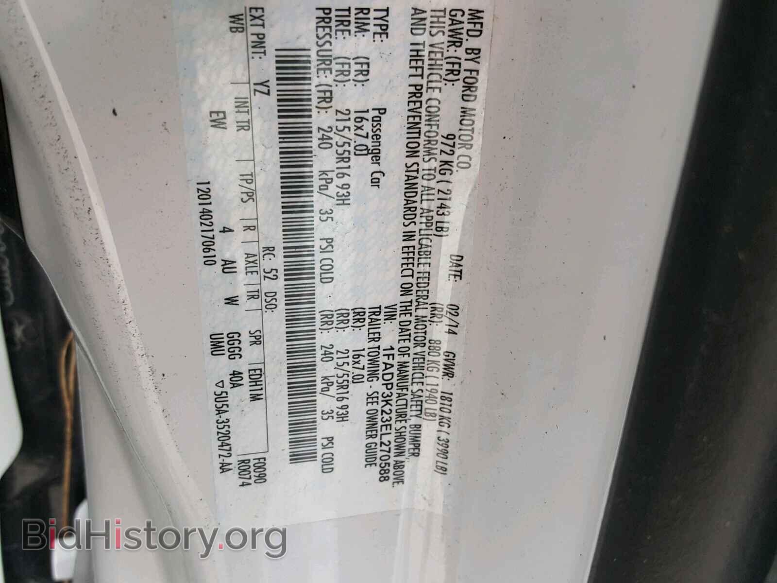 2014 FORD FOCUS - VIN: 1FADP3K23EL270588 - Фото 10