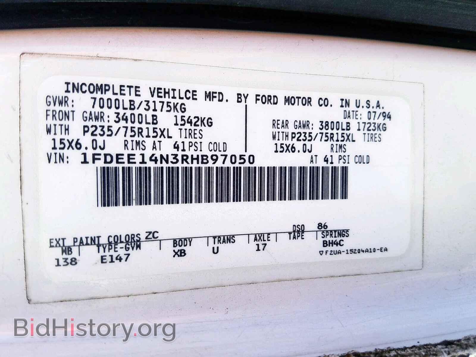1994 FORD ECONOLINE - VIN: 1FDEE14N3RHB97050 - Photo 10