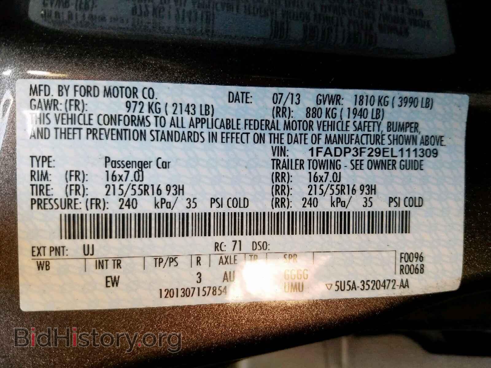 2014 FORD FOCUS SE - VIN: 1FADP3F29EL111309 - Фото 10