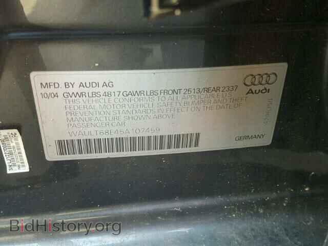 2005 AUDI A4 - VIN: WAULT68E45A107459 - Фото 10