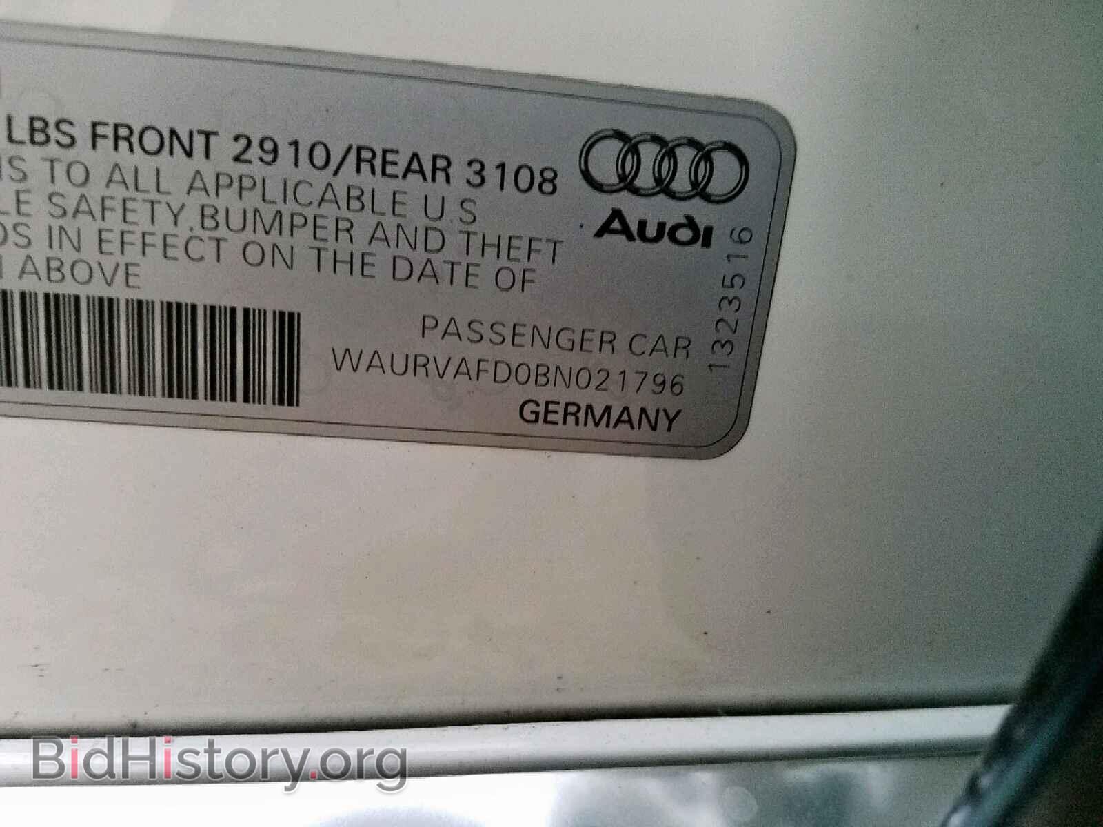 2011 AUDI A8 - VIN: WAURVAFD0BN021796 - Фото 10