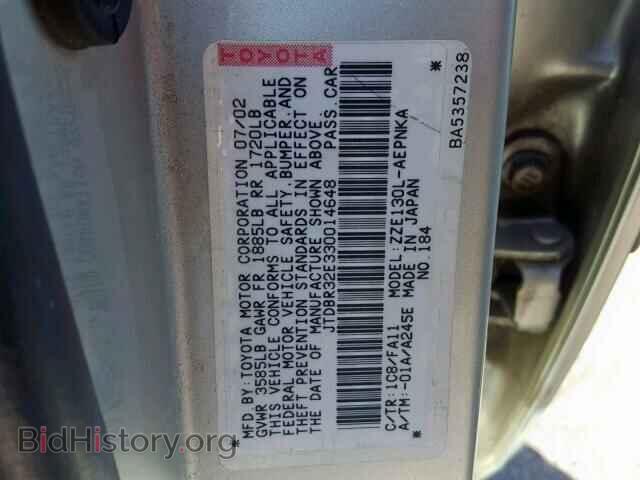2003 TOYOTA COROLLA - VIN: JTDBR32E330014648 - Photo 10