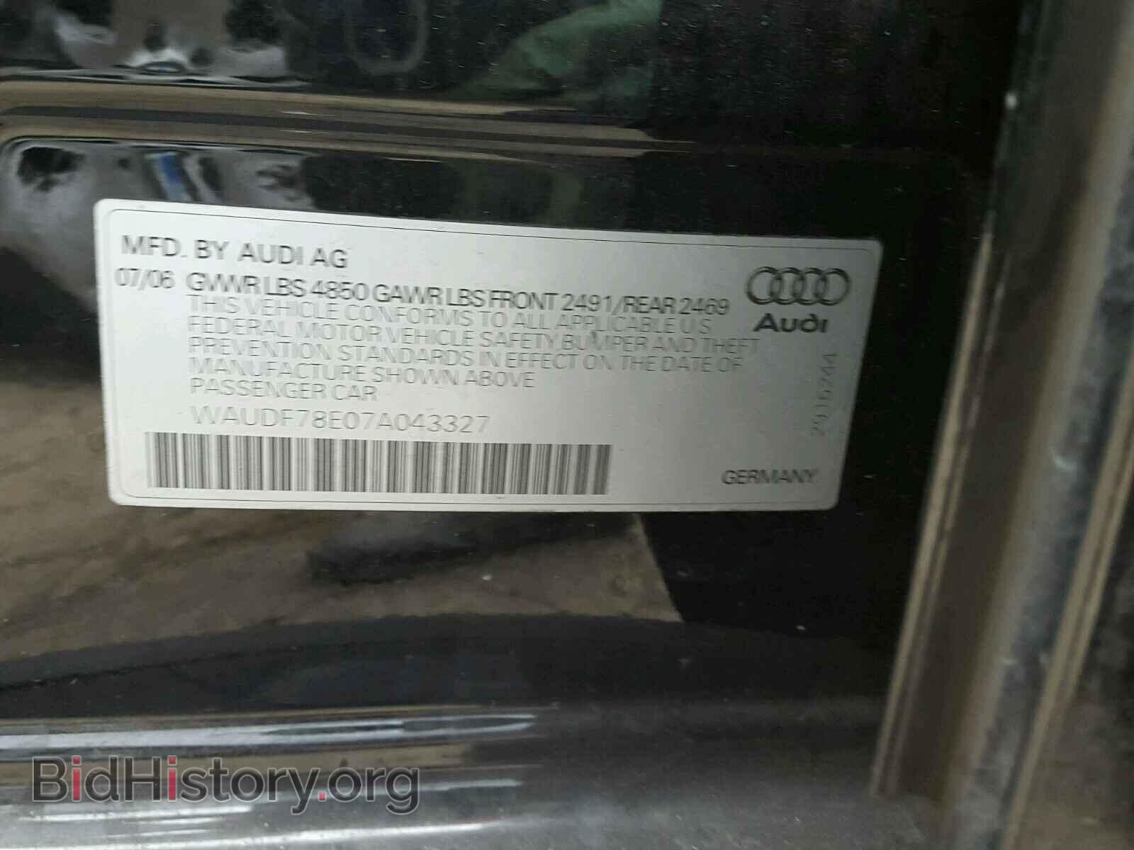 2007 AUDI A4 - VIN: WAUDF78E07A043327 - Photo 10