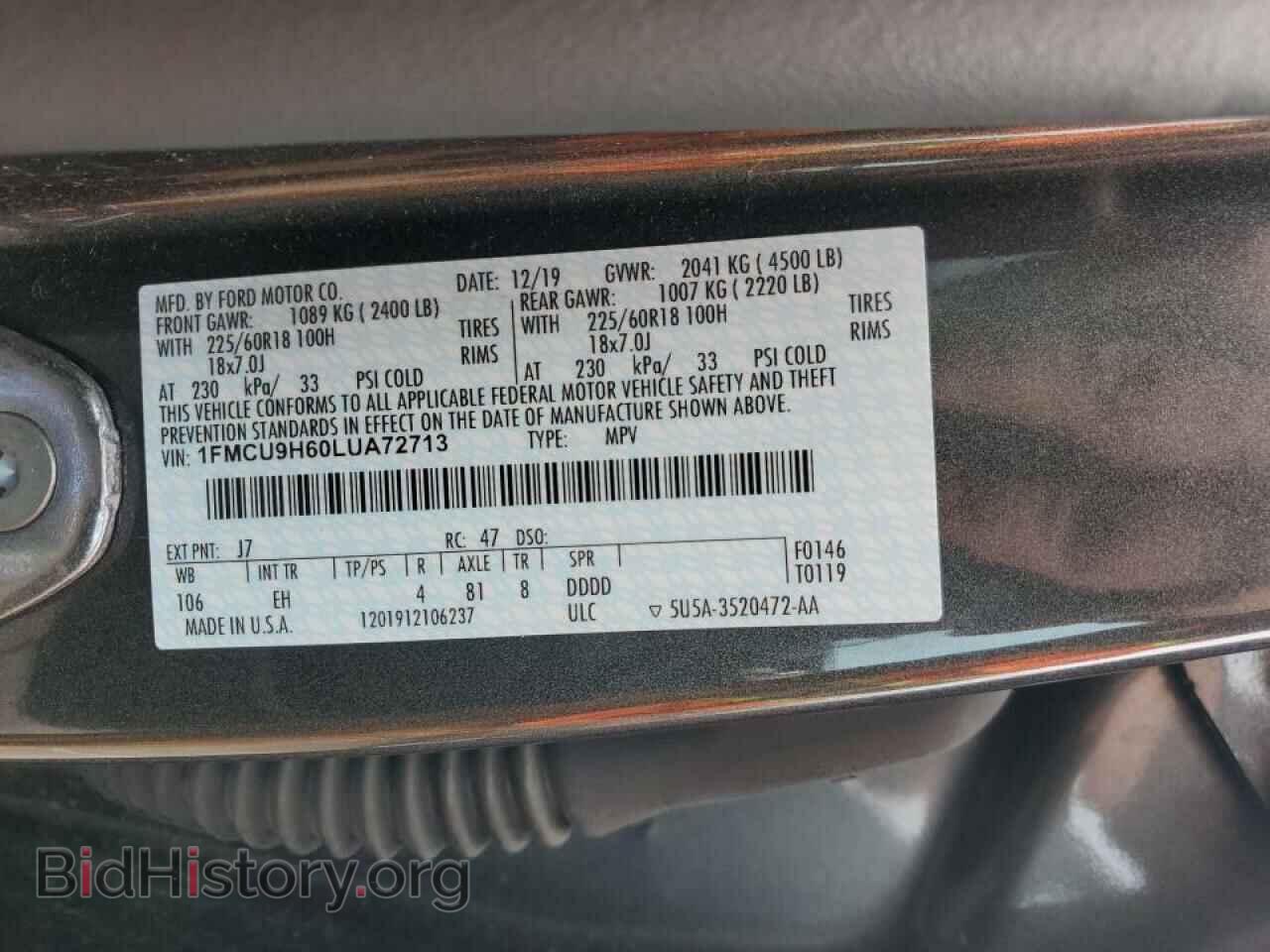 2020 FORD ESCAPE - VIN: 1FMCU9H60LUA72713 - Photo 13