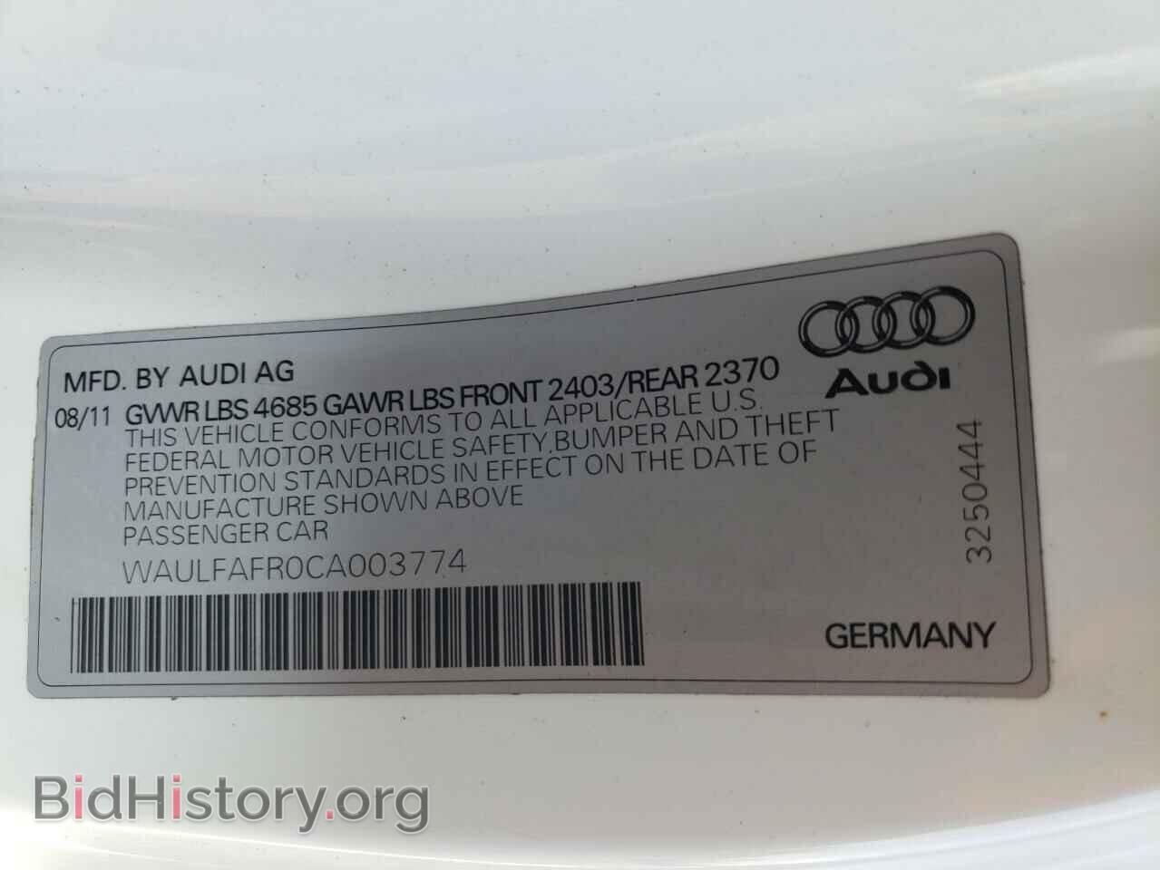 2012 AUDI A5 - VIN: WAULFAFR0CA003774 - Photo 10