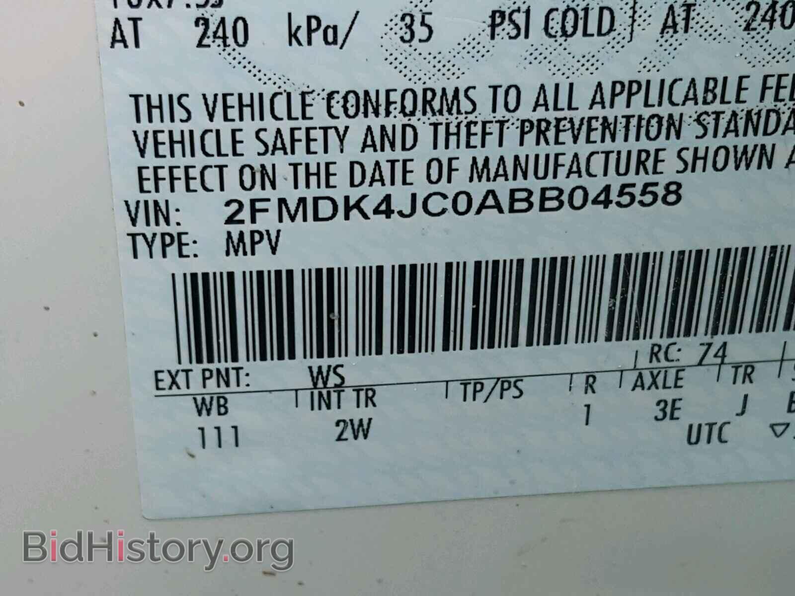 2010 FORD EDGE - VIN: 2FMDK4JC0ABB04558 - Фото 10