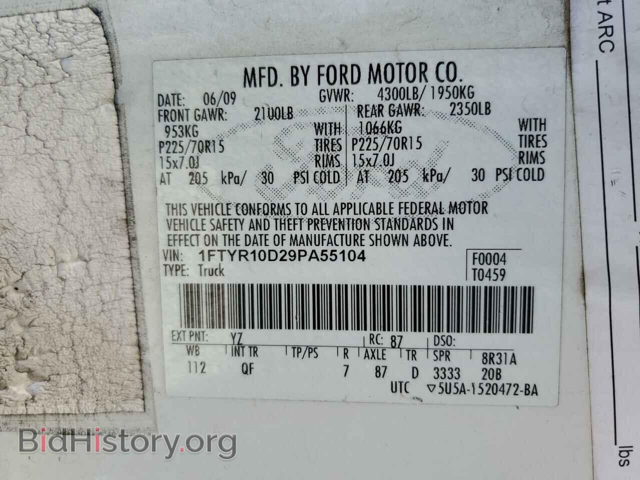 2009 FORD RANGER - VIN: 1FTYR10D29PA55104 - Фото 10