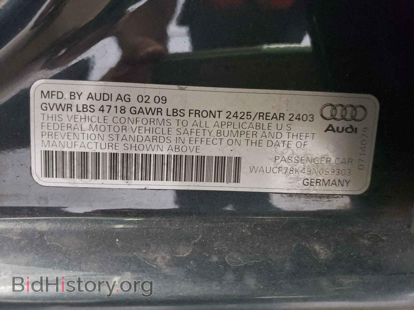 2009 AUDI A4 - VIN: WAUCF78K49N059303 - Фото 10