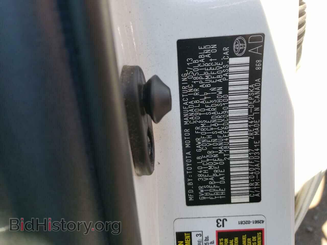 2013 TOYOTA COROLLA - VIN: 2T1BU4EE6DC090100 - Фото 10