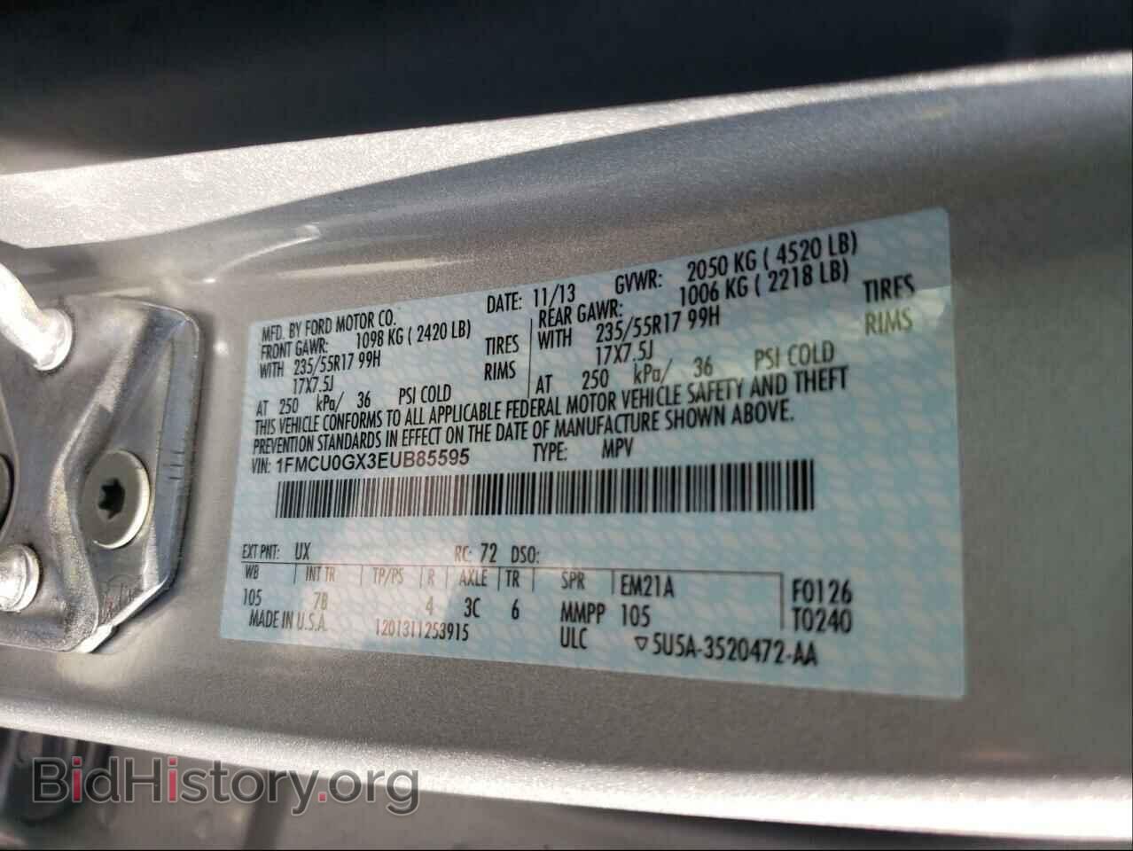 2014 FORD ESCAPE - VIN: 1FMCU0GX3EUB85595 - Photo 10