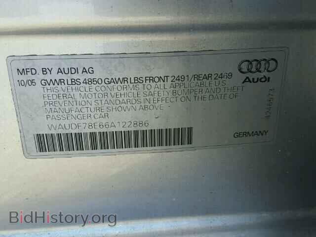 2006 AUDI A4 - VIN: WAUDF78E66A122886 - Фото 10