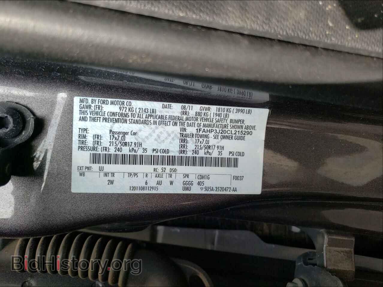 2012 FORD FOCUS - VIN: 1FAHP3J20CL215290 - Фото 10