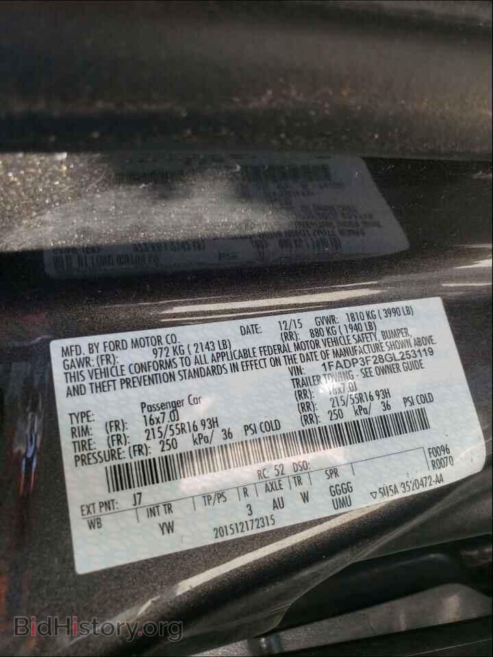2016 FORD FOCUS - VIN: 1FADP3F28GL253119 - Фото 10