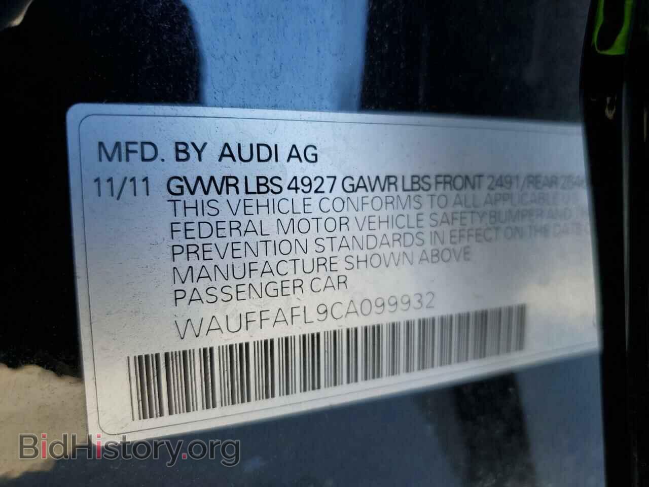 2012 AUDI A4 - VIN: WAUFFAFL9CA099932 - Photo 12