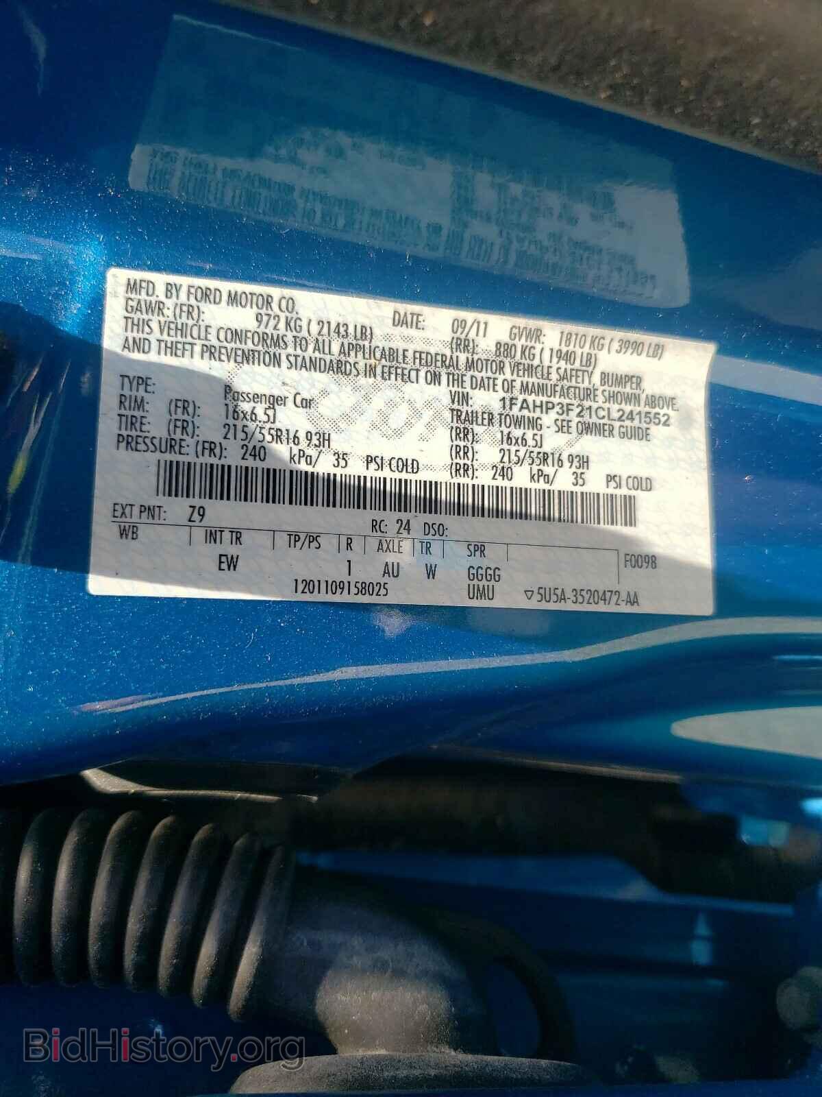 2012 FORD FOCUS - VIN: 1FAHP3F21CL241552 - Фото 10