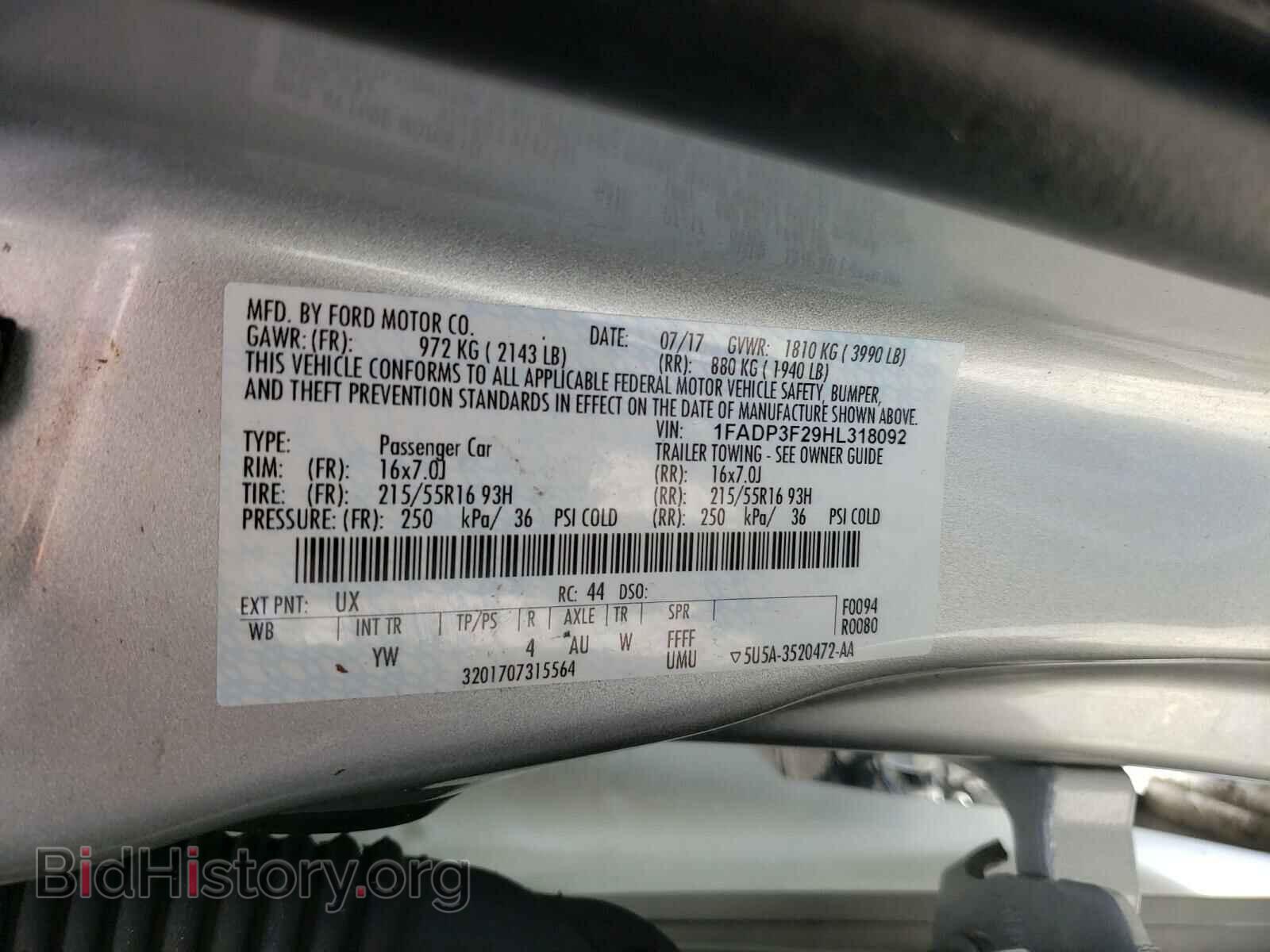 2017 FORD FOCUS - VIN: 1FADP3F29HL318092 - Фото 10