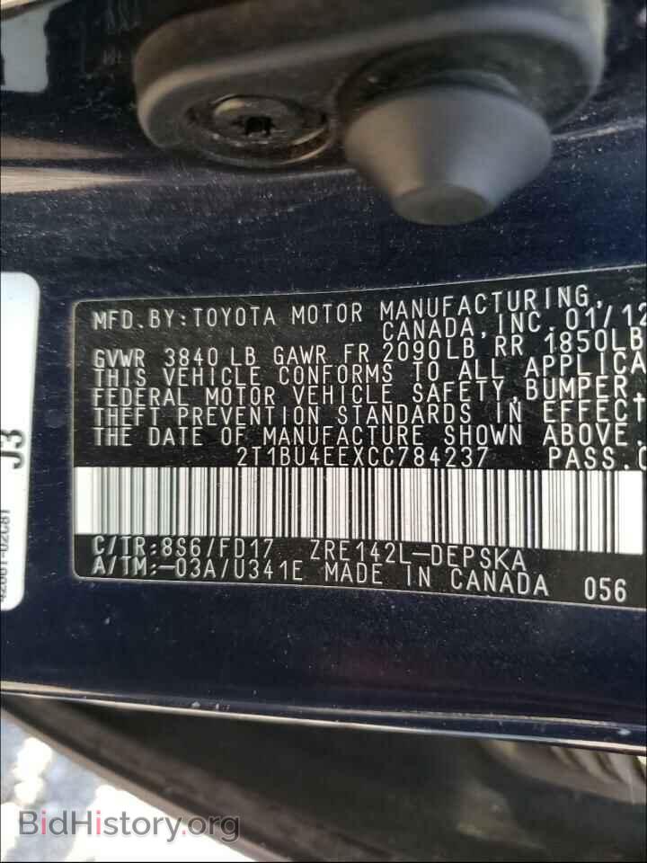 2012 TOYOTA COROLLA - VIN: 2T1BU4EEXCC784237 - Фото 10