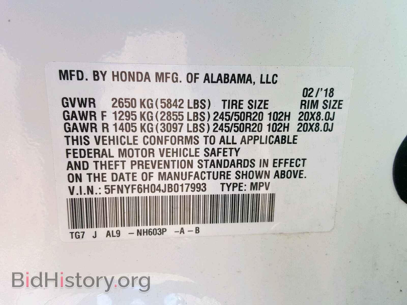 2018 HONDA PILOT ELIT - VIN: 5FNYF6H04JB017993 - Фото 10