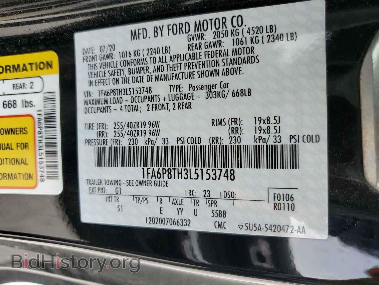 2020 FORD ALL Models - VIN: 1FA6P8TH3L5153748 - Фото 13