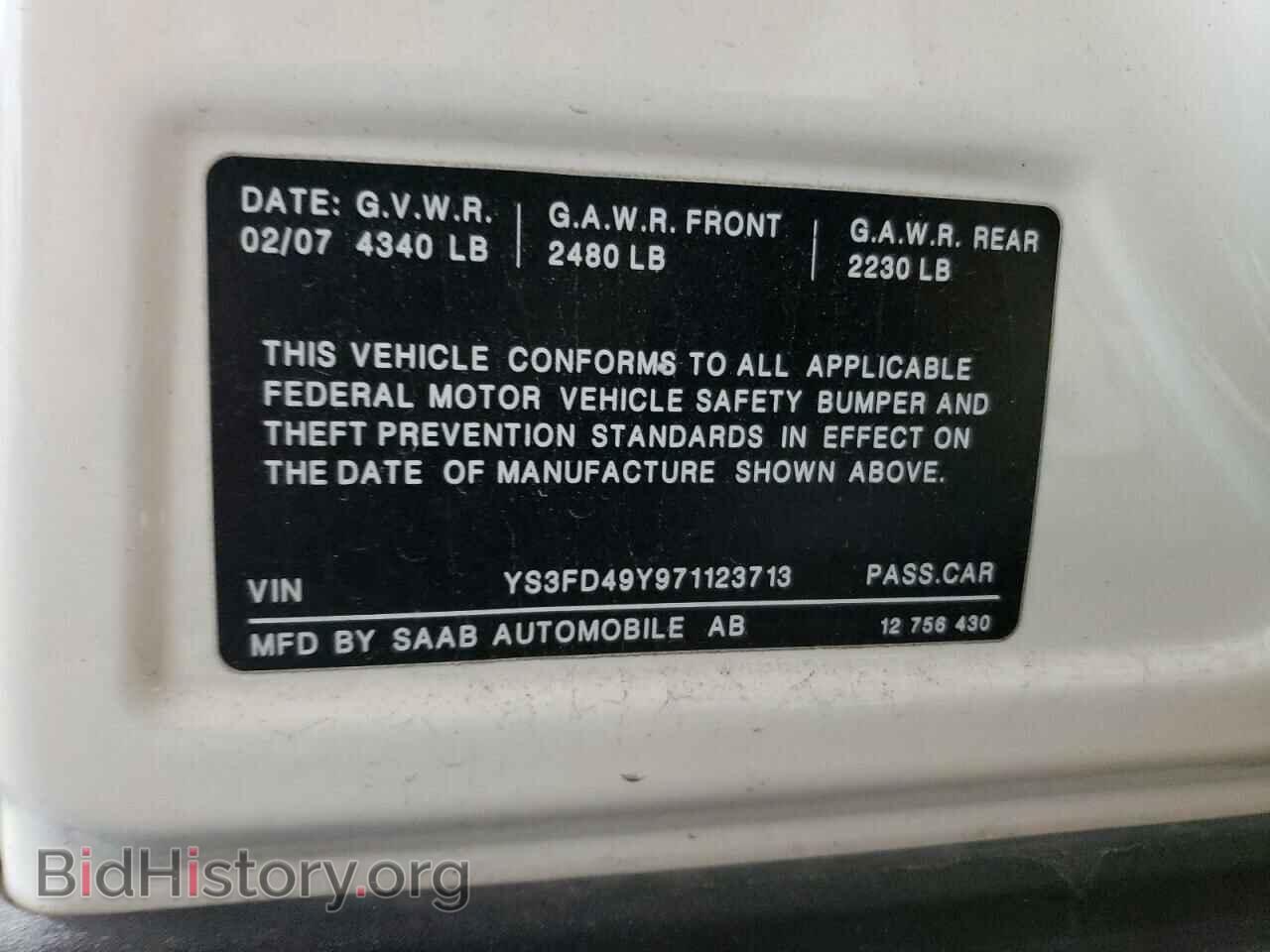 2007 SAAB 9 3 - VIN: YS3FD49Y971123713 - Photo 12