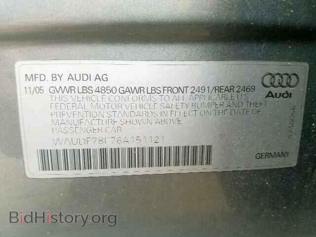 2006 Audi A4 (VIN WAUDF78E76A151121) — фото 10 из 10