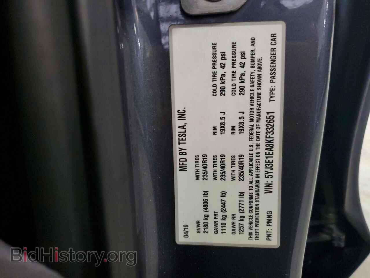 2019 TESLA MODEL 3 - VIN: 5YJ3E1EA8KF332651 - Photo 12