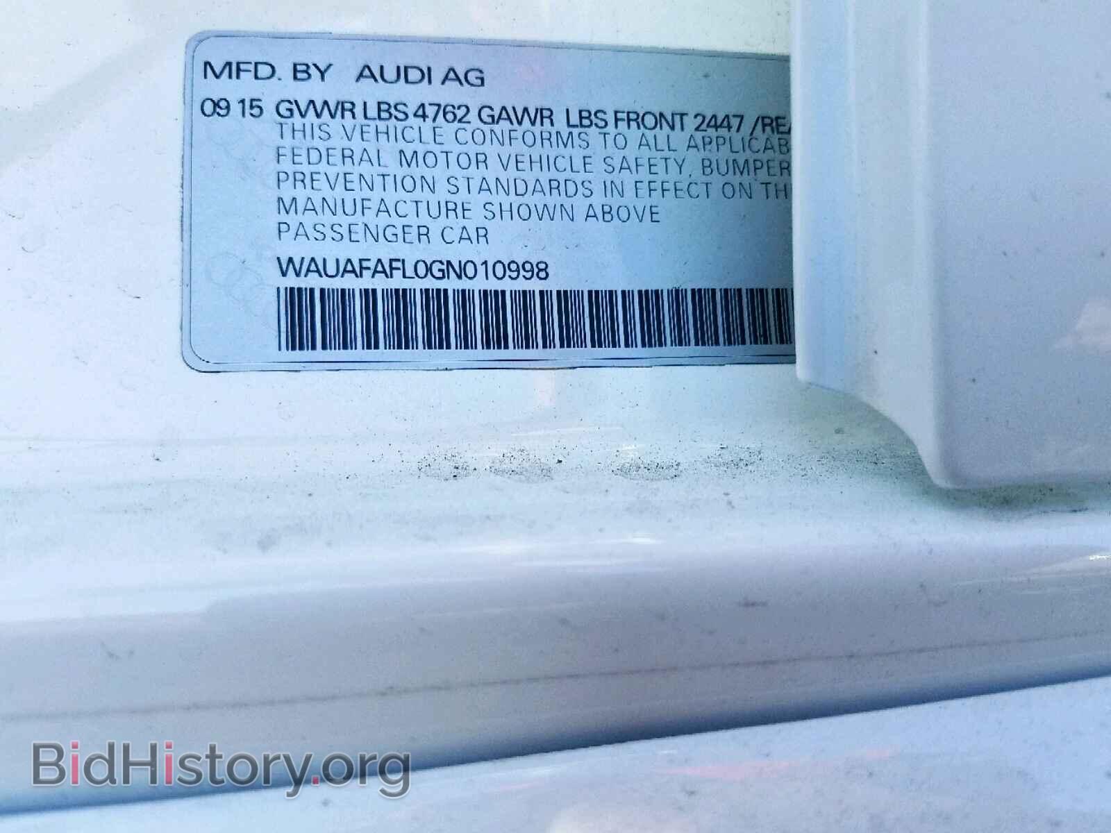 2016 AUDI A4 - VIN: WAUAFAFL0GN010998 - Фото 10