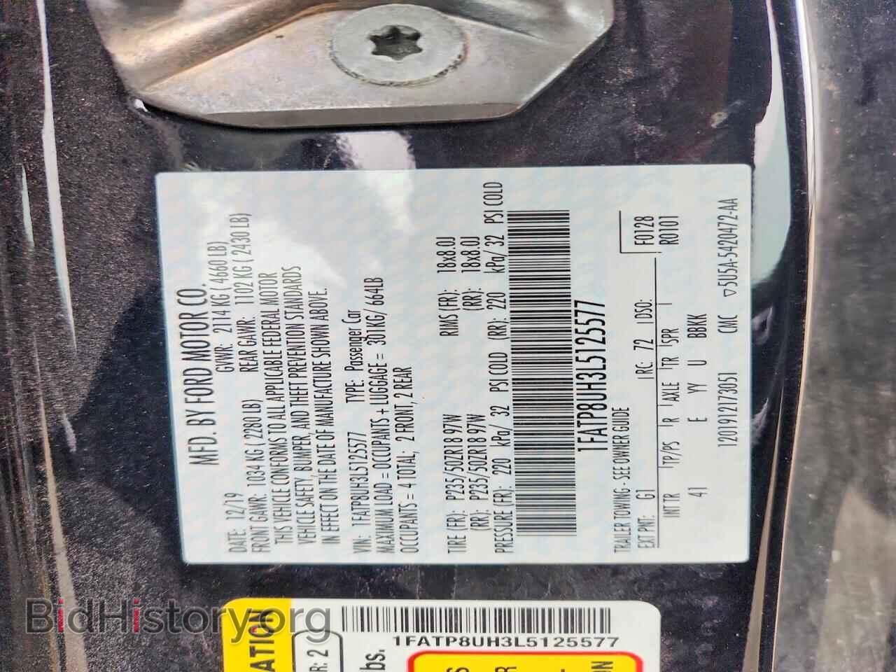 2020 FORD MUSTANG - VIN: 1FATP8UH3L5125577 - Фото 12