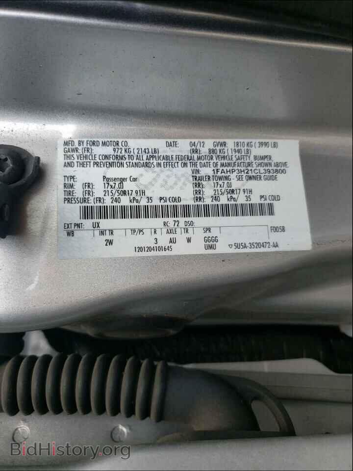2012 Ford FOCUS (VIN 1FAHP3H21CL393800) — photo 10 of 10