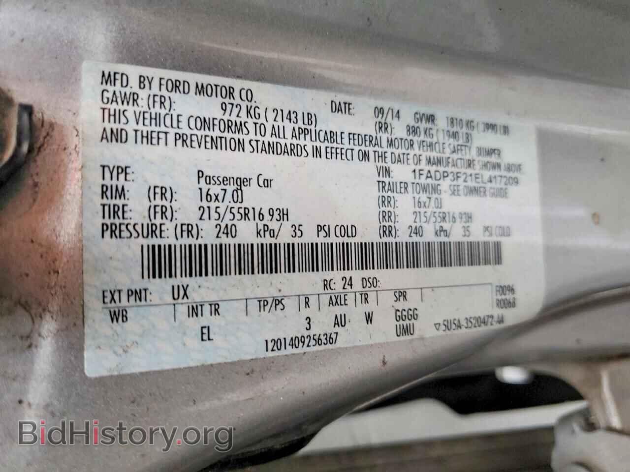 2014 FORD ALL Models - VIN: 1FADP3F21EL417209 - Фото 13
