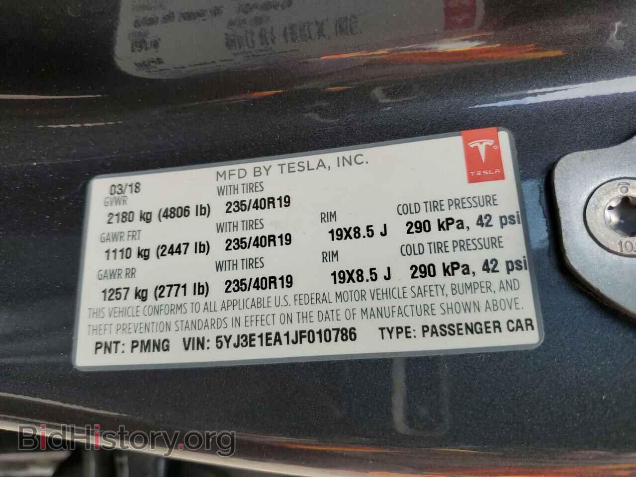 2018 TESLA MODEL 3 - VIN: 5YJ3E1EA1JF010786 - Photo 12