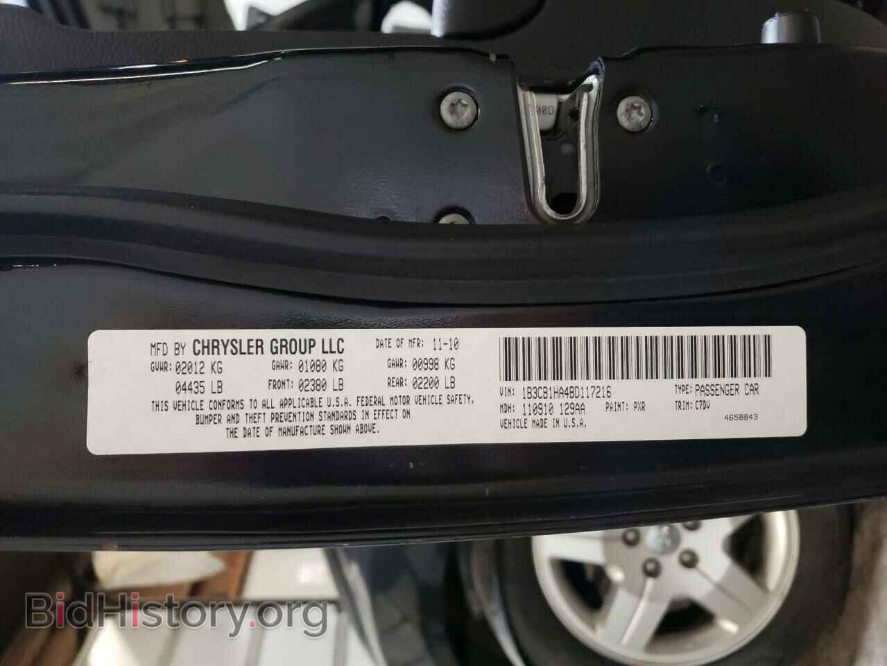 2011 DODGE CALIBER - VIN: 1B3CB1HA4BD117216 - Фото 10