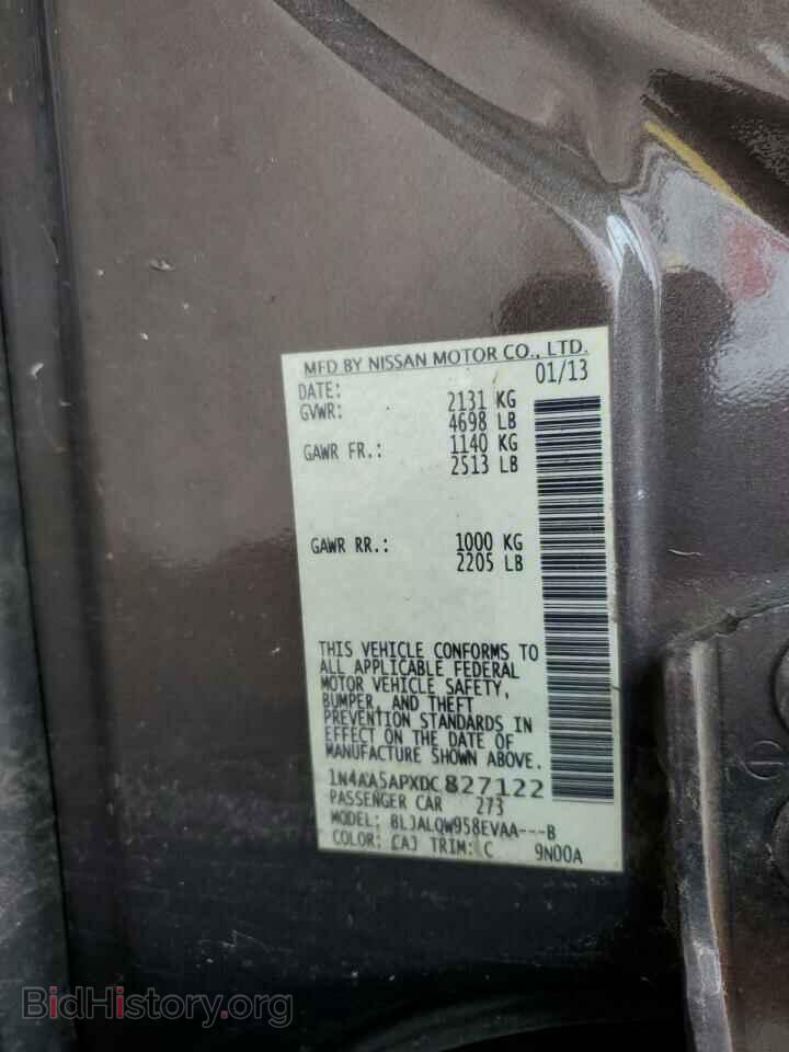 2013 NISSAN MAXIMA - VIN: 1N4AA5APXDC827122 - Фото 13