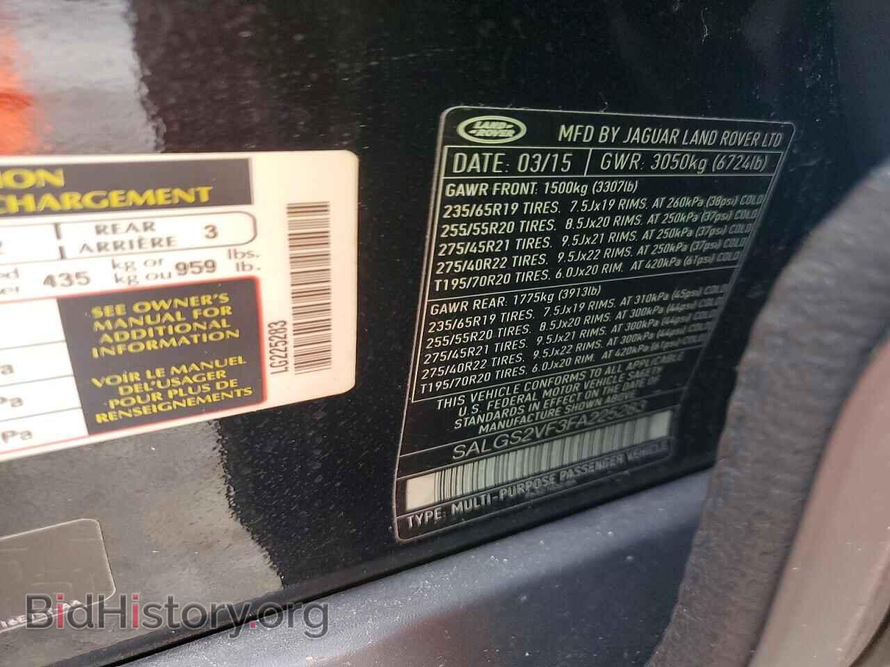 2015 LAND ROVER RANGEROVER - VIN: SALGS2VF3FA225283 - Фото 13