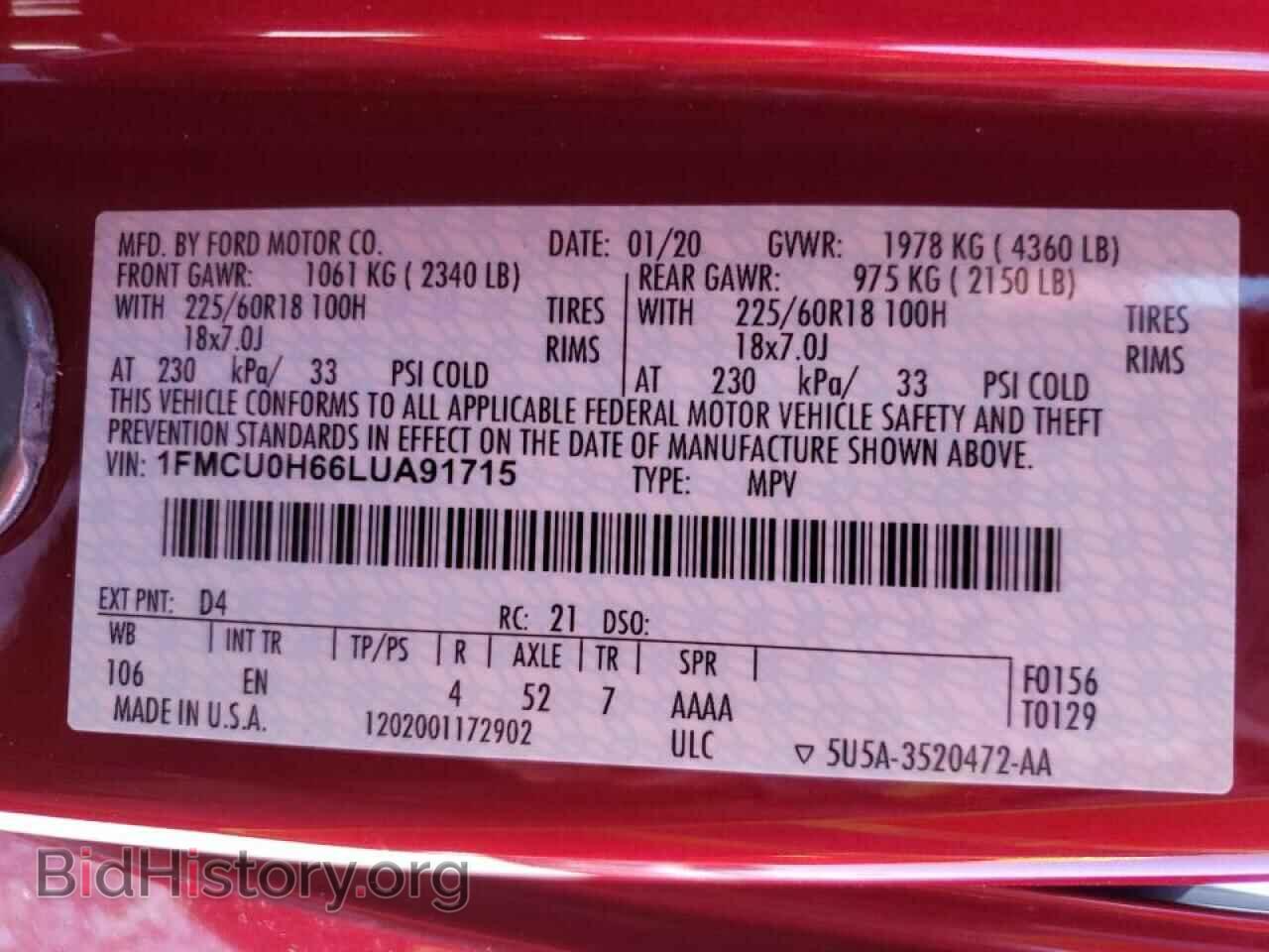 2020 FORD ESCAPE - VIN: 1FMCU0H66LUA91715 - Photo 10