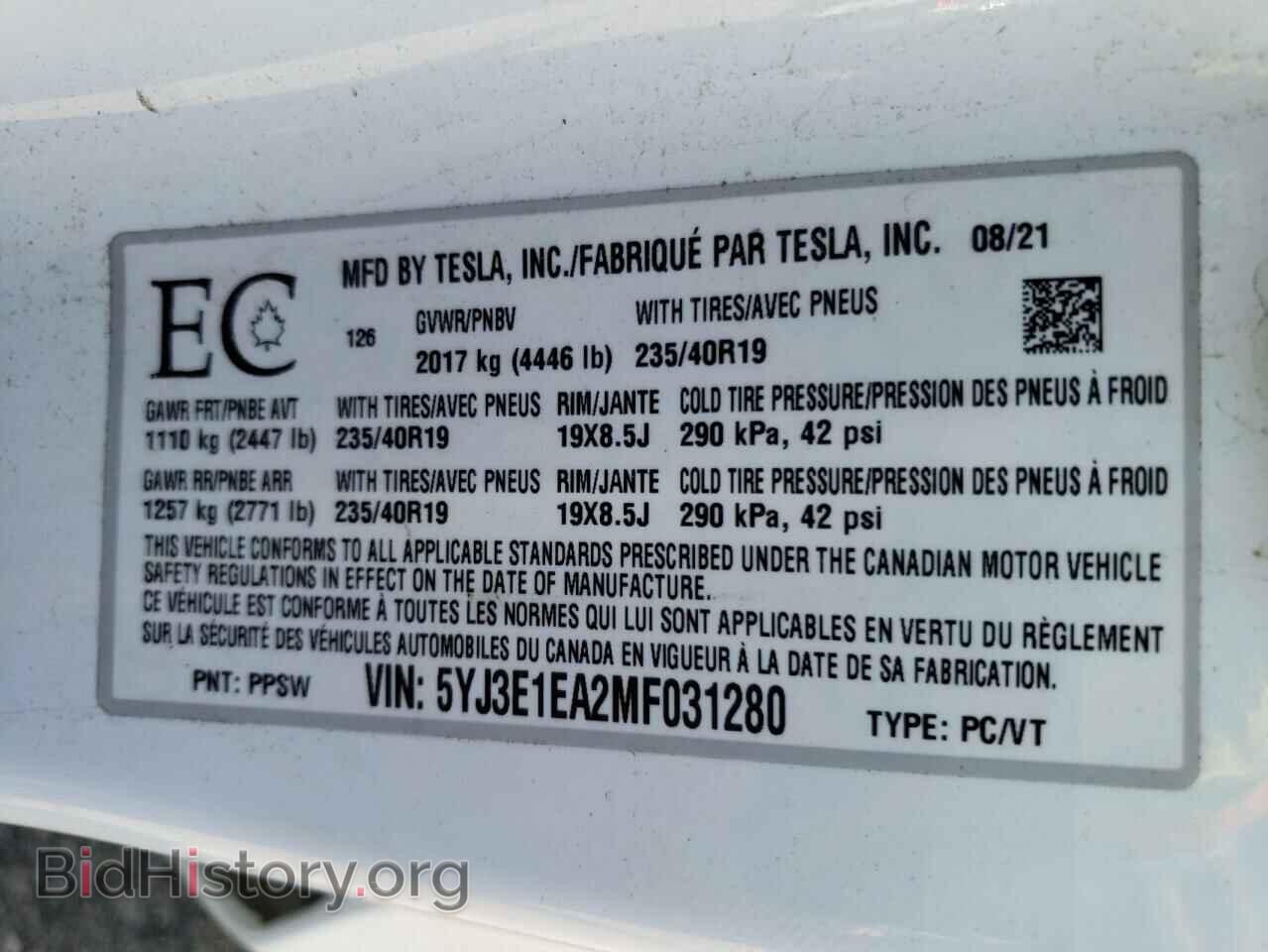 2021 TESLA MODEL 3 - VIN: 5YJ3E1EA2MF031280 - Photo 10