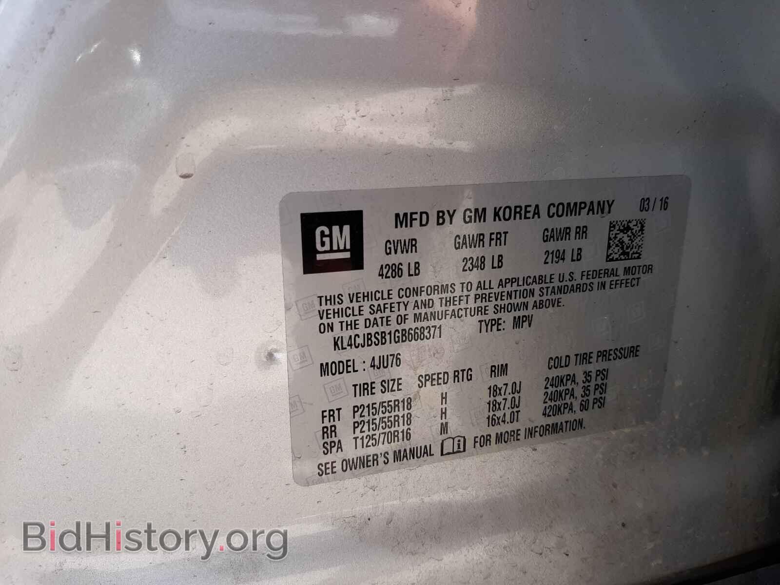2016 BUICK ENCORE - VIN: KL4CJBSB1GB668371 - Photo 10