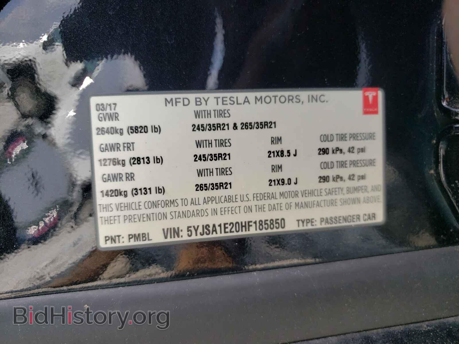 2017 TESLA MODEL S - VIN: 5YJSA1E20HF185850 - Photo 10