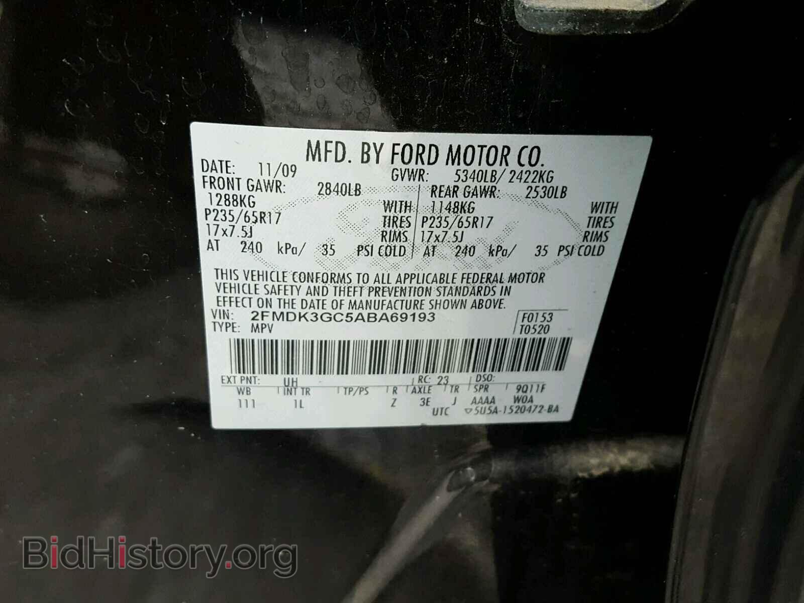 2010 FORD EDGE - VIN: 2FMDK3GC5ABA69193 - Фото 10