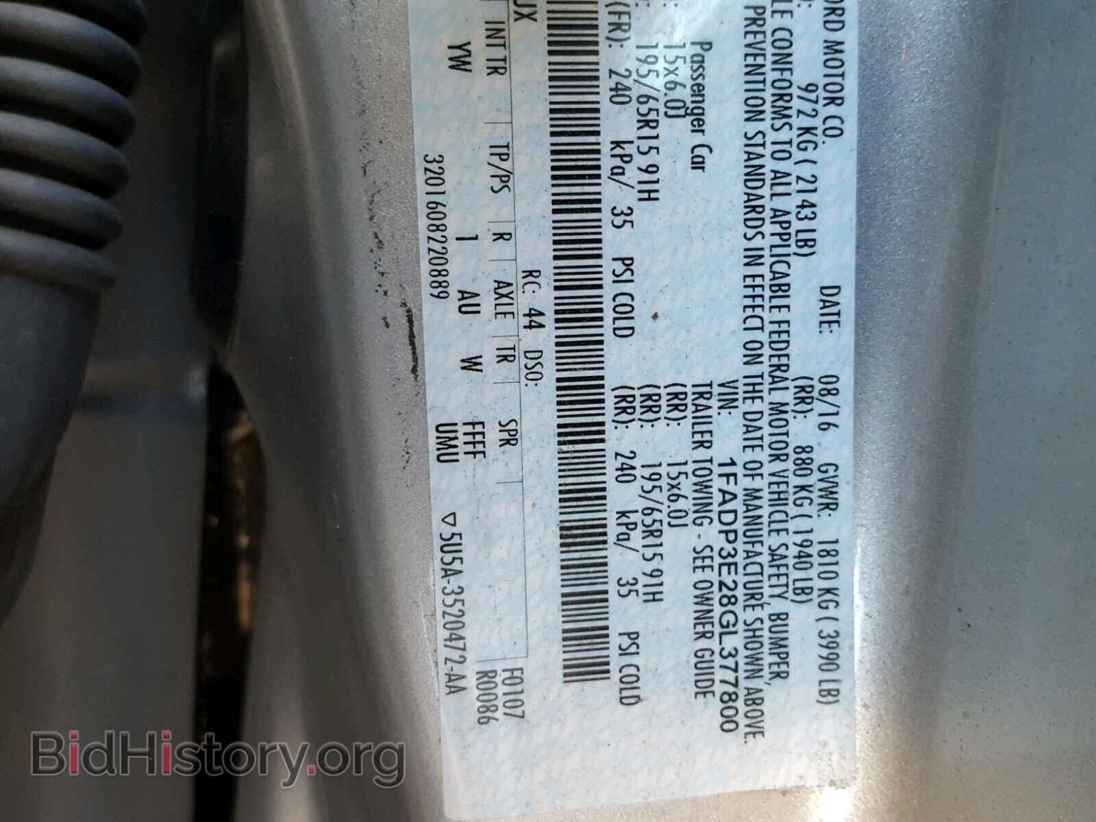 2016 FORD FOCUS - VIN: 1FADP3E28GL377800 - Фото 10