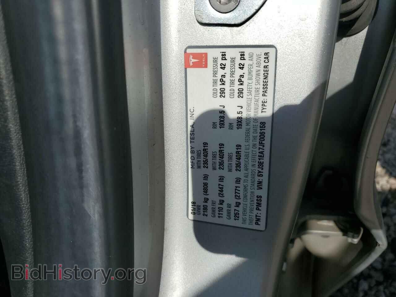 2018 TESLA MODEL 3 - VIN: 5YJ3E1EA7JF006158 - Фото 13