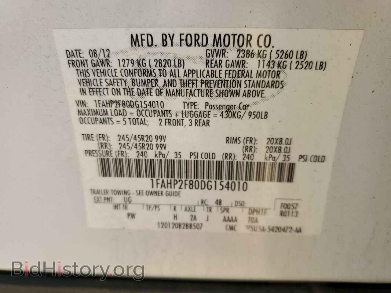 2013 FORD TAURUS - VIN: 1FAHP2F80DG154010 - Photo 12