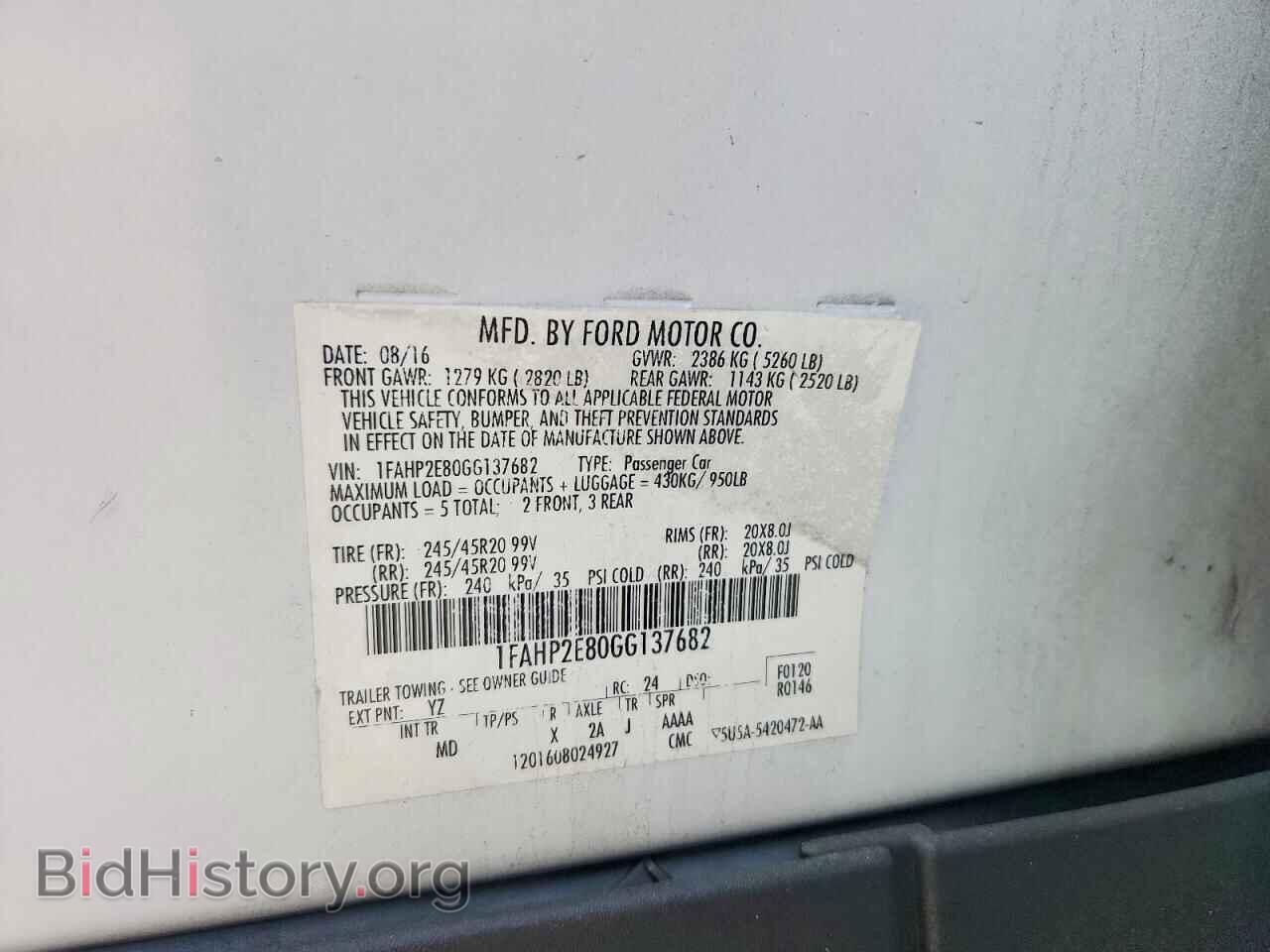 2016 FORD TAURUS - VIN: 1FAHP2E80GG137682 - Фото 12
