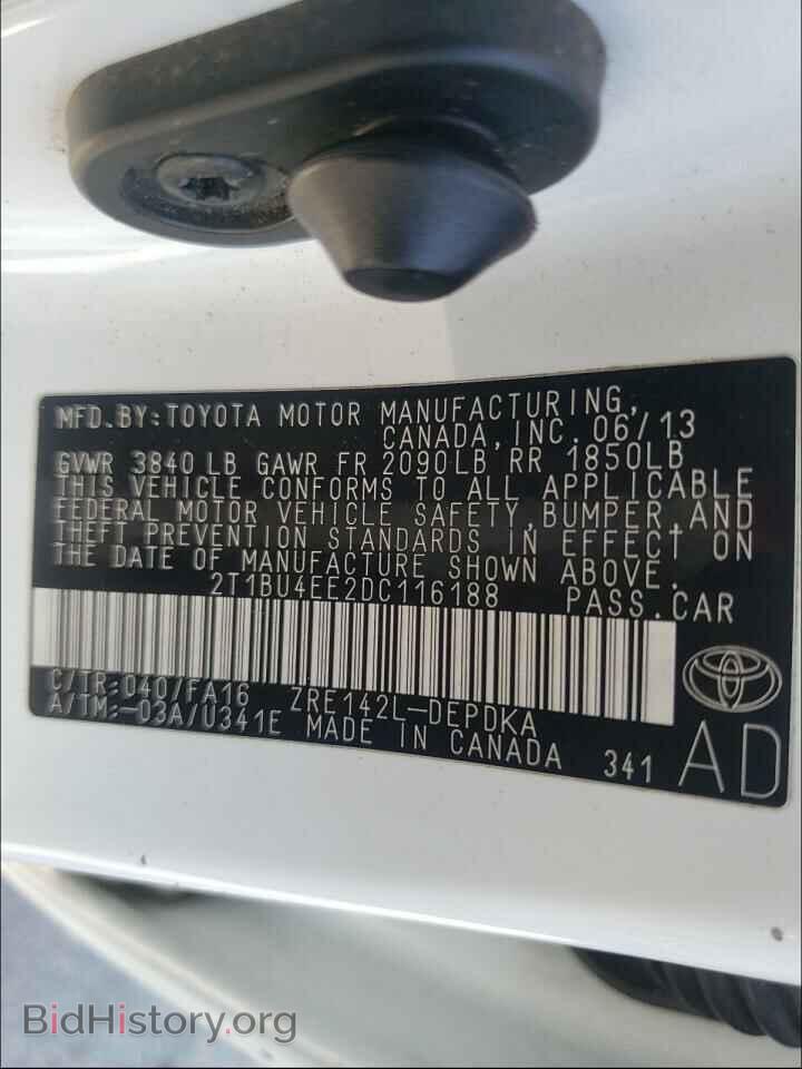 2013 TOYOTA COROLLA - VIN: 2T1BU4EE2DC116188 - Фото 10