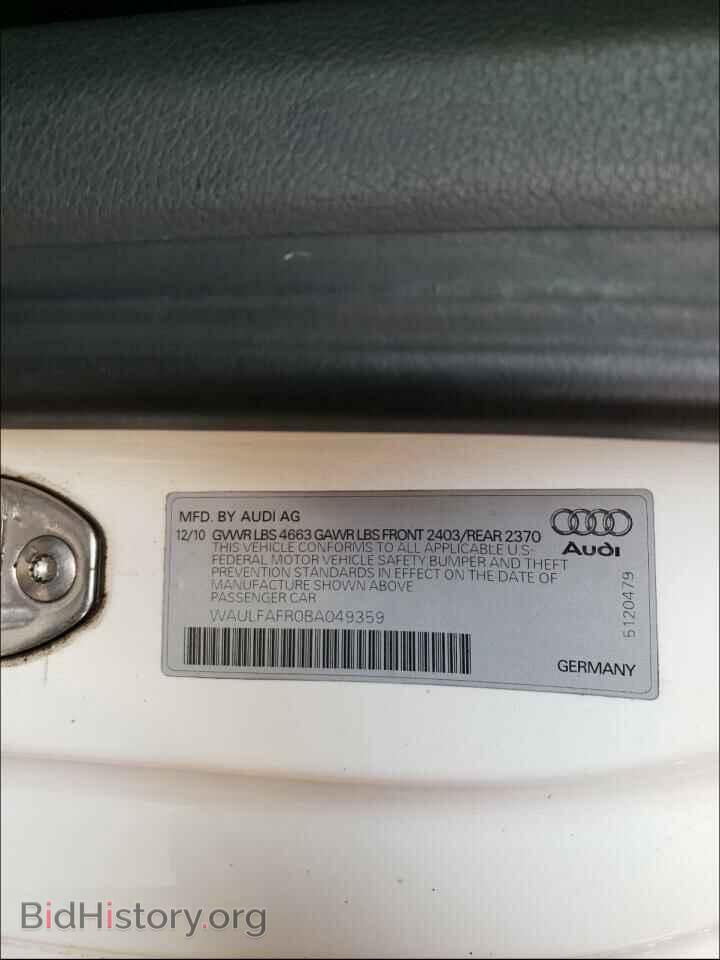 2011 AUDI A5 - VIN: WAULFAFR0BA049359 - Фото 10