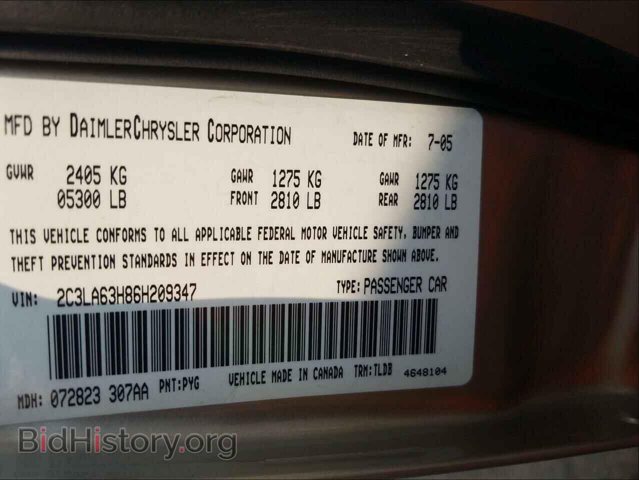 2006 CHRYSLER 300 - VIN: 2C3LA63H86H209347 - Фото 10